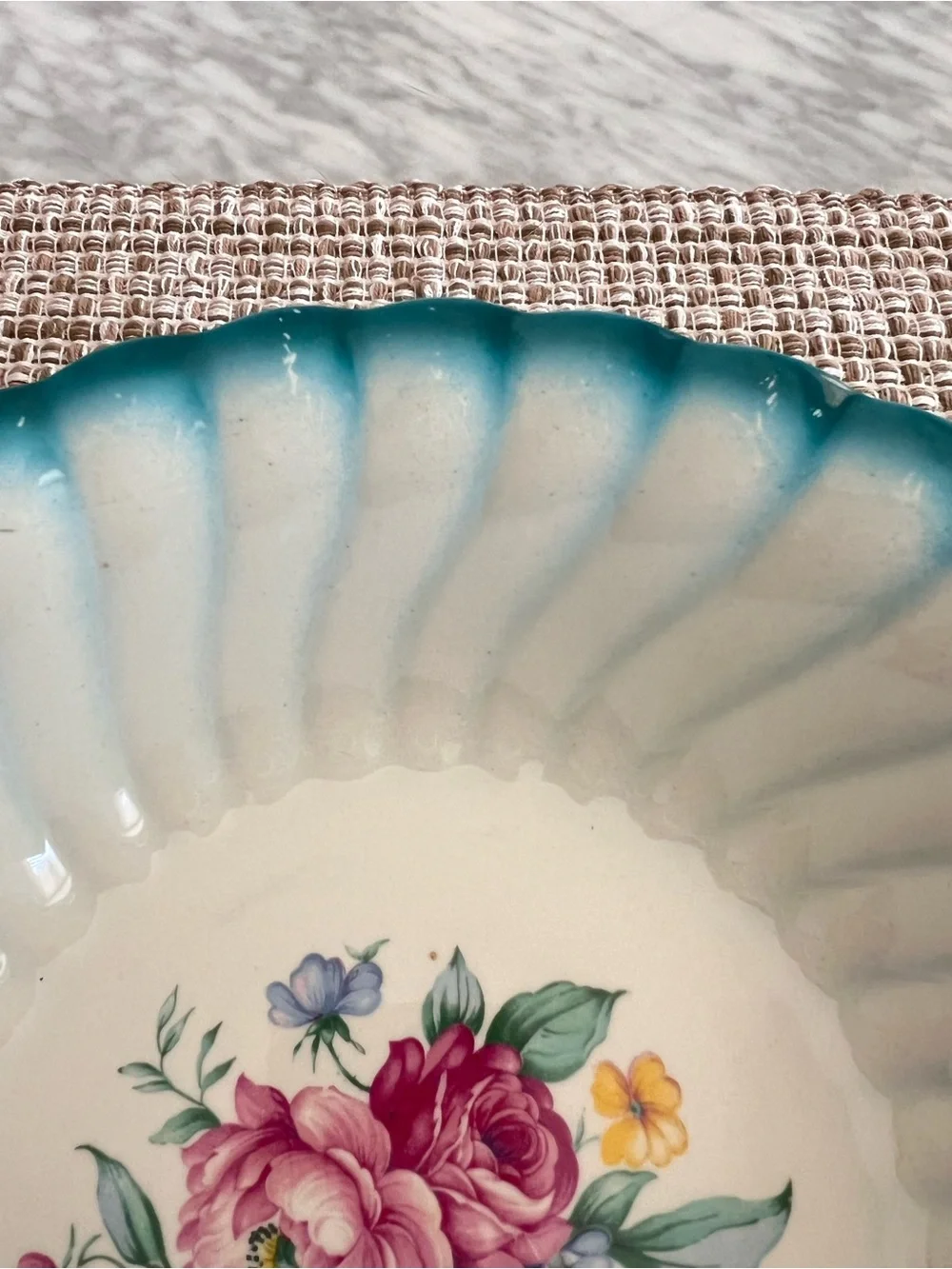 Vintage Homer Laughlin Floral Rimmed Serving Bowl 1